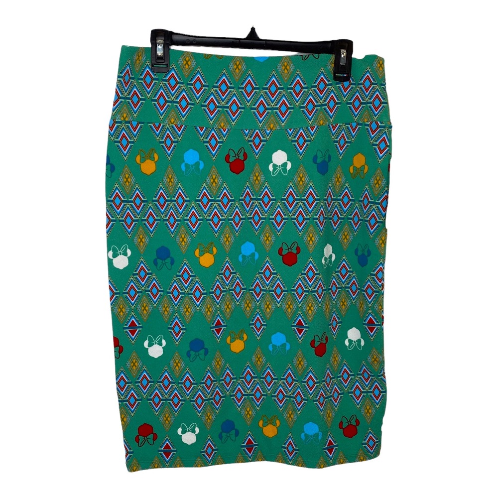 LuLaRoe‎ Disney Cassie Skirt Size Large Green Multicolor Stretch (1080)